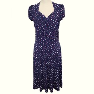 Polka Dot Wrap Dress - Blue and Pink